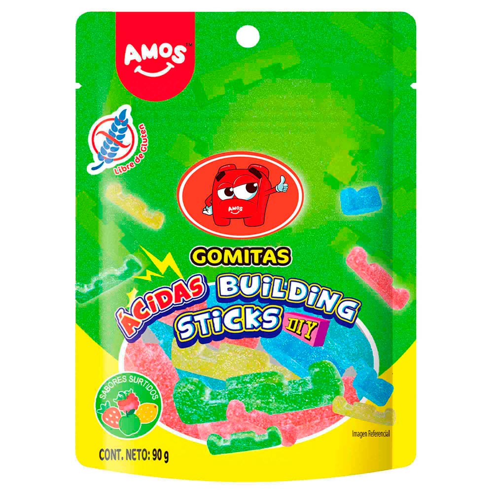 Gomitas Ácidas Building Sticks 90g Amos